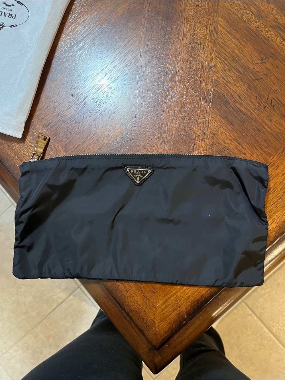 Prada Black Nylon Cosmetic Pouch / cosmetic bag with Triangle Logo
